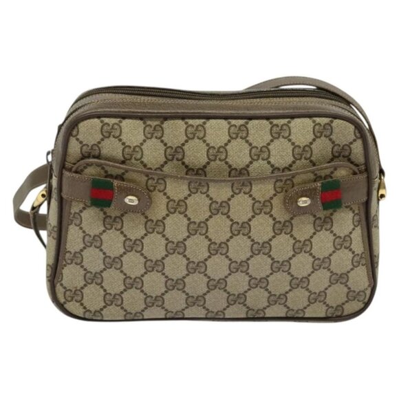 GUCCI GG Supreme Web Sherry Line Shoulder Bag PVC Beige 904 02 049 Auth yk18789 - Picture 2 of 16